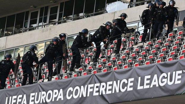 The Europa Conference League Group D game was supposed to kick-off at 17:45 BST