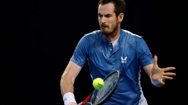 Andy Murray in action during the Battle of the Brits