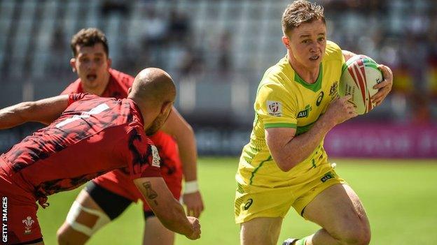 Australia's Joe Pincus in action against Wales