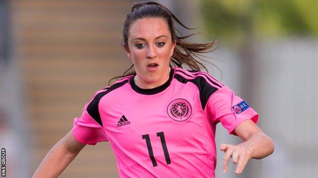 Lisa Evans scored for Scotland in the friendly win over New Zealand