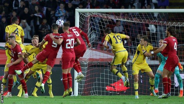 Aleksandar Mitrovic (left no 9)