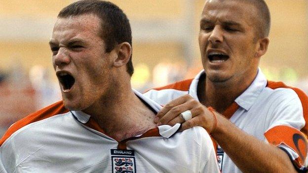 England's Wayne Rooney and David Beckham