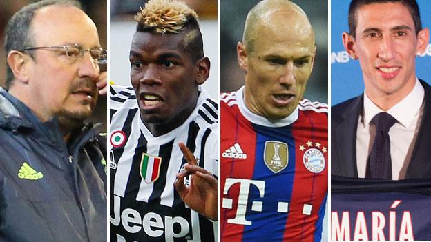 Rafa benitez, Paul Pogba, Arjen Robben and Angel di Maria