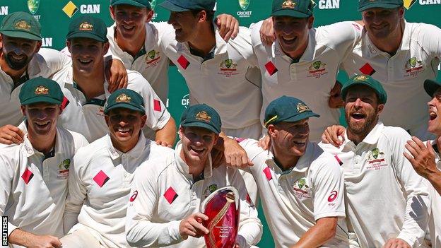 Australia with the Test series trophy