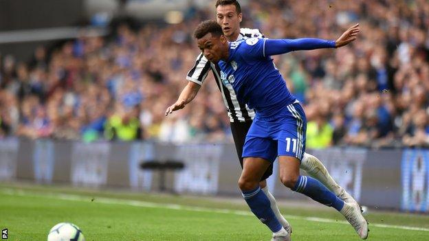 Josh Murphy in action for Cardiff City against Newcastle