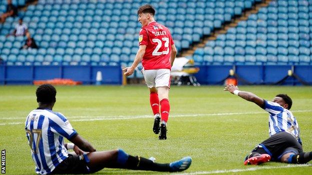 Joe Lolley celebrates