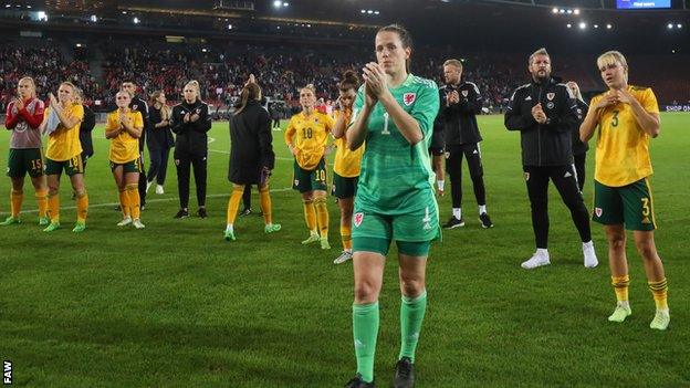 Wales' players salute their fans in Switzerland