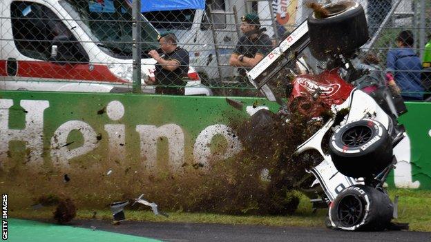 Marcus Ericsson's Sauber has huge crash in Italian GP second practice