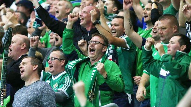 Northern Ireland fans in good voice at Windsor Park