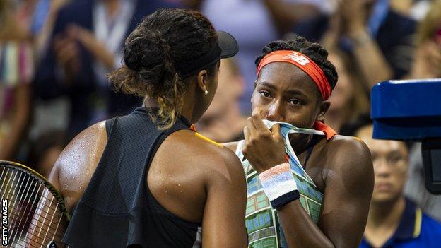 Osaka comforting Gauff