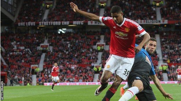 A less-than-full Stretford End at Old Trafford during Man Utd v Bournemouth