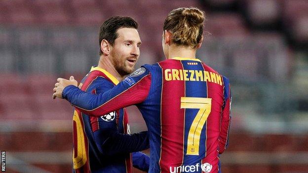 Lionel Messi (left) and Antoine Griezmann