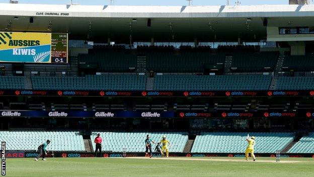 Action from the first one-day international between Australia and New Zealand