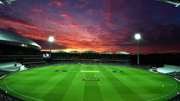 The Adelaide Oval during the first ever day-night cricket Test match between Australia and New Zealand