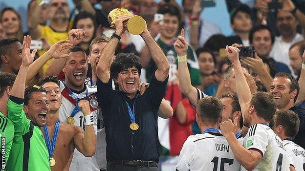 Germany manager Joachim Low celebrates winning the 2014 World Cup