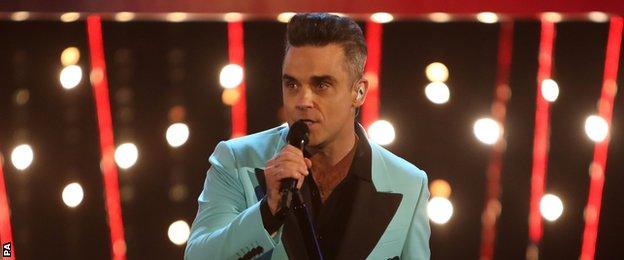 Robbie Williams sang his latest hit, Love my Life