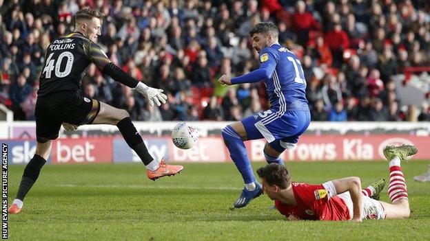 Callum Paterson in action for Cardiff against Barnsley