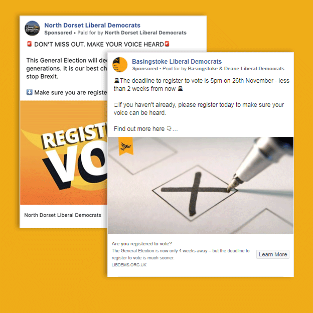 Two ads by the Liberal Democrats