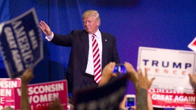 Trump on podium at West Bend