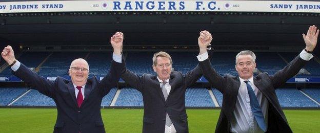 Rangers directors John Gilligan, Dave King and Paul Murray