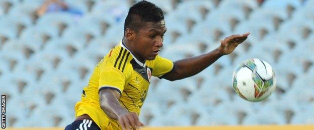 Alfredo Morelos in action for Colombia