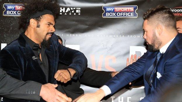 David Haye swings a punch at Tony Bellew