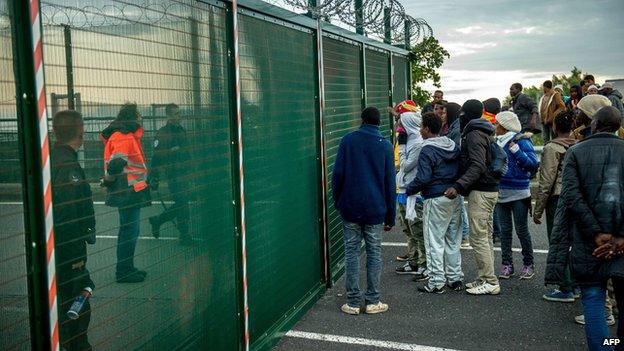 Migrants at Calais on 29 July 2015