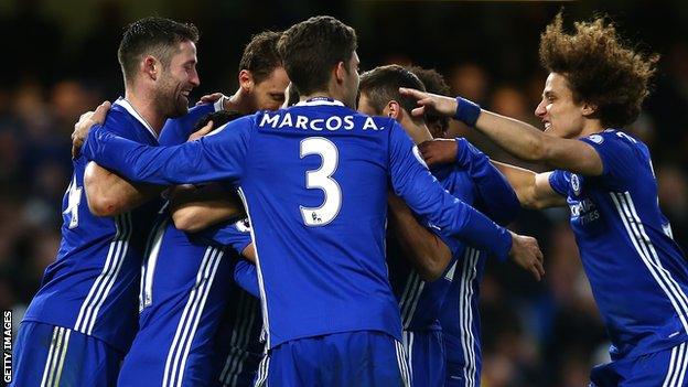 Chelsea celebrate against Bournemouth