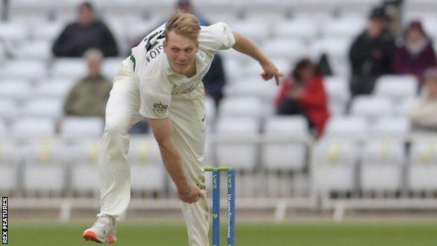 Worcestershire's Dillon Pennington struck twice in three overs at Trent Bridge