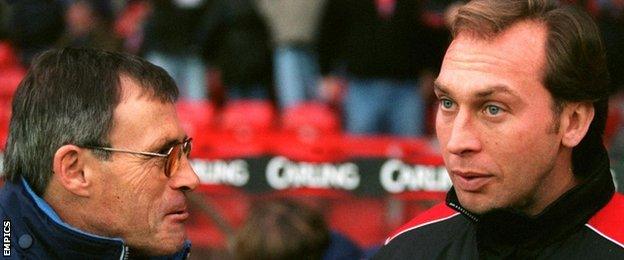 Dario Gradi (left) signed future England captain David Platt for Crewe in 1985