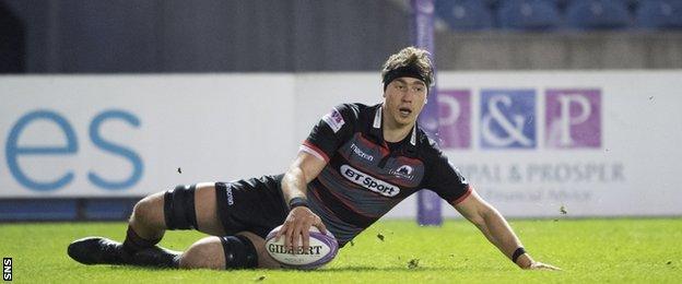 Jamie Ritchie scores for Edinburgh against Krasny Yar