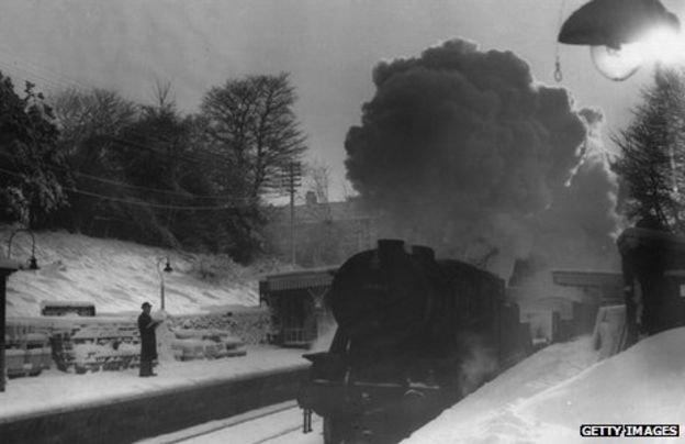 Steam train in the snow