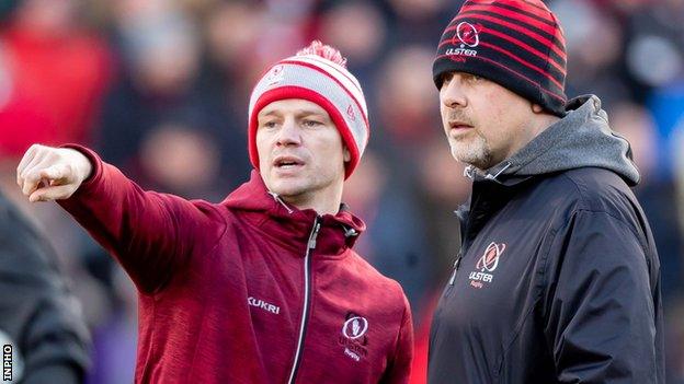 Ulster assistant coach Dwayne Peel (l) and head coach Dan McFarland