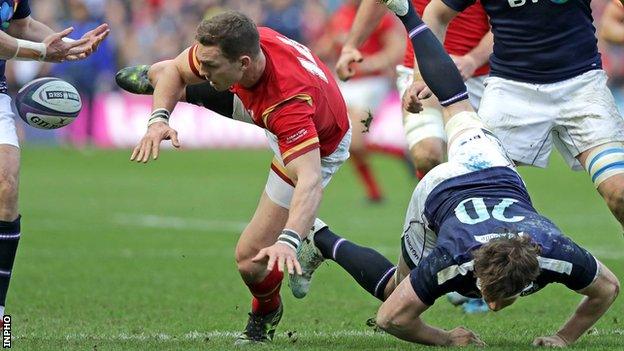 George North loses possession at Murrayfield on 25 February