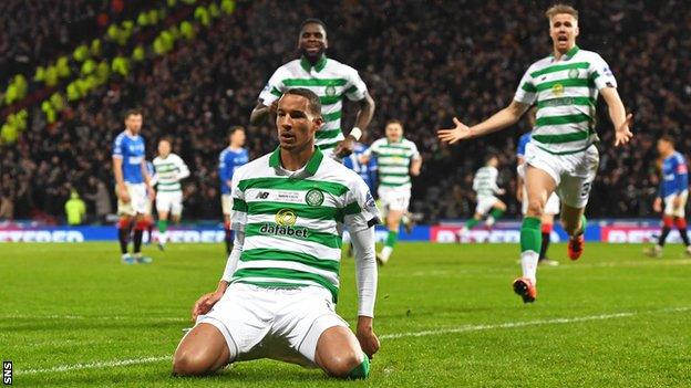 Celtic's Christopher Jullien celebrates his winning goal