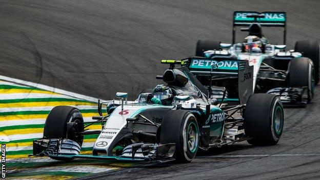 Mercedes F1 drivers Lewis Hamilton and Nico Rosberg