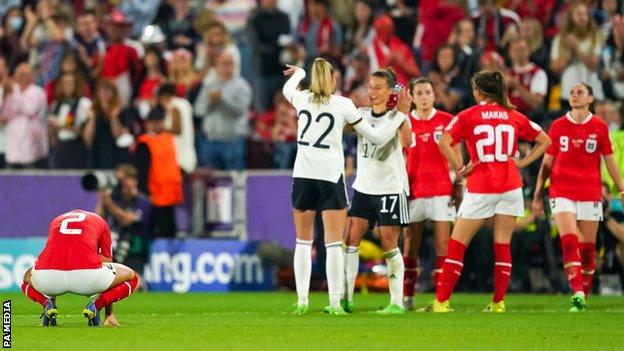 Austria players are left disappointed against Germany at the 2022 Euro finals