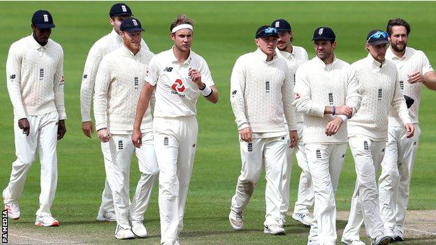 England walk off after winning the third Test