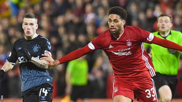 Zak Vyner (right) in action for Aberdeen