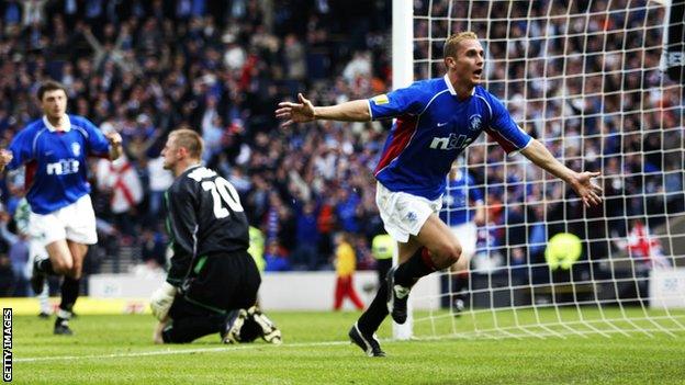 Peter Lovenkrands celebrates