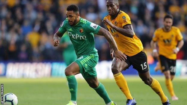 Andre Gray in action for Watford against Wolves