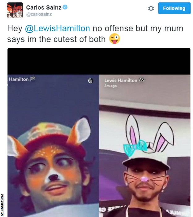 Carlos Sainz tweet to Lewis Hamilton