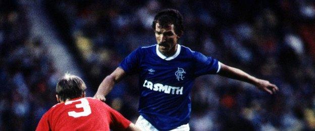 Graeme Souness playing for Rangers against Bayern Munich