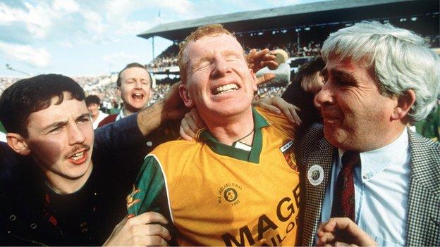 Declan Bonner is surrounded by Donegal fans after helping his county clinch their first All-Ireland senior title in 1992