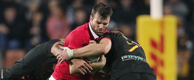 Jared Payne is tackled during his last game on 20 June when he played for the Lions against the Chiefs