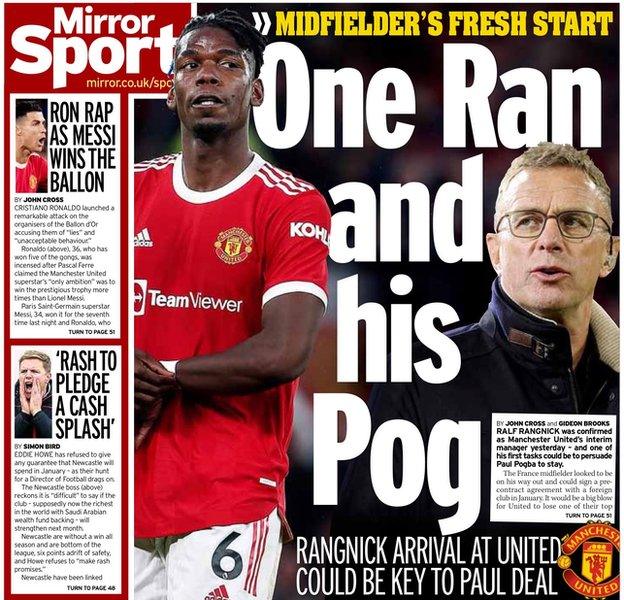 The back page of the Daily Mirror