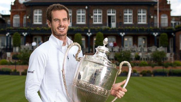 Andy Murray with the Queen's trophy