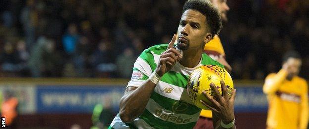 Scott Sinclair celebrates scoring for Celtic against Motherwell