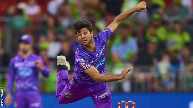 Qais Ahmad in action for Hobart Hurricanes