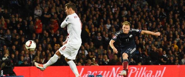 Matt Ritchie scores for Scotland against Poland